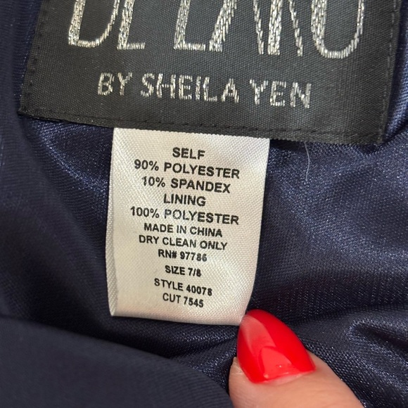 Y2K Velvet Maxi Slip Dress Spaghetti Strap  Beaded Floral Formal Navy Blue 7/8 - Picture 4 of 11